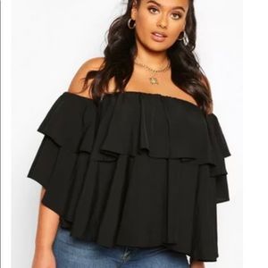 Boohoo Off The Shoulder Peplum Top